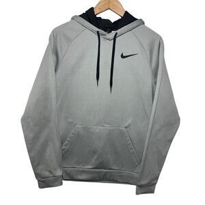 Nike Dri Fit Men M Solo Swoosh Performance Hoodie Sweatshirt Silver Active Gym
